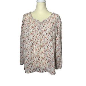 Bit & Bridle Floral Equestrian Cottagecore Pleated Ruffle Blouse Women's Size XL